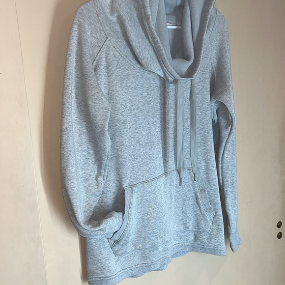 Athleta terricloth like interior heather grey cowl neck / hoodie size small - Picture 8 of 11